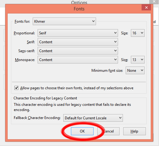 how to fix small khmer font on windows 10